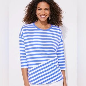 Vineyard Vines Striped Long Sleeve Tee in Blue and White